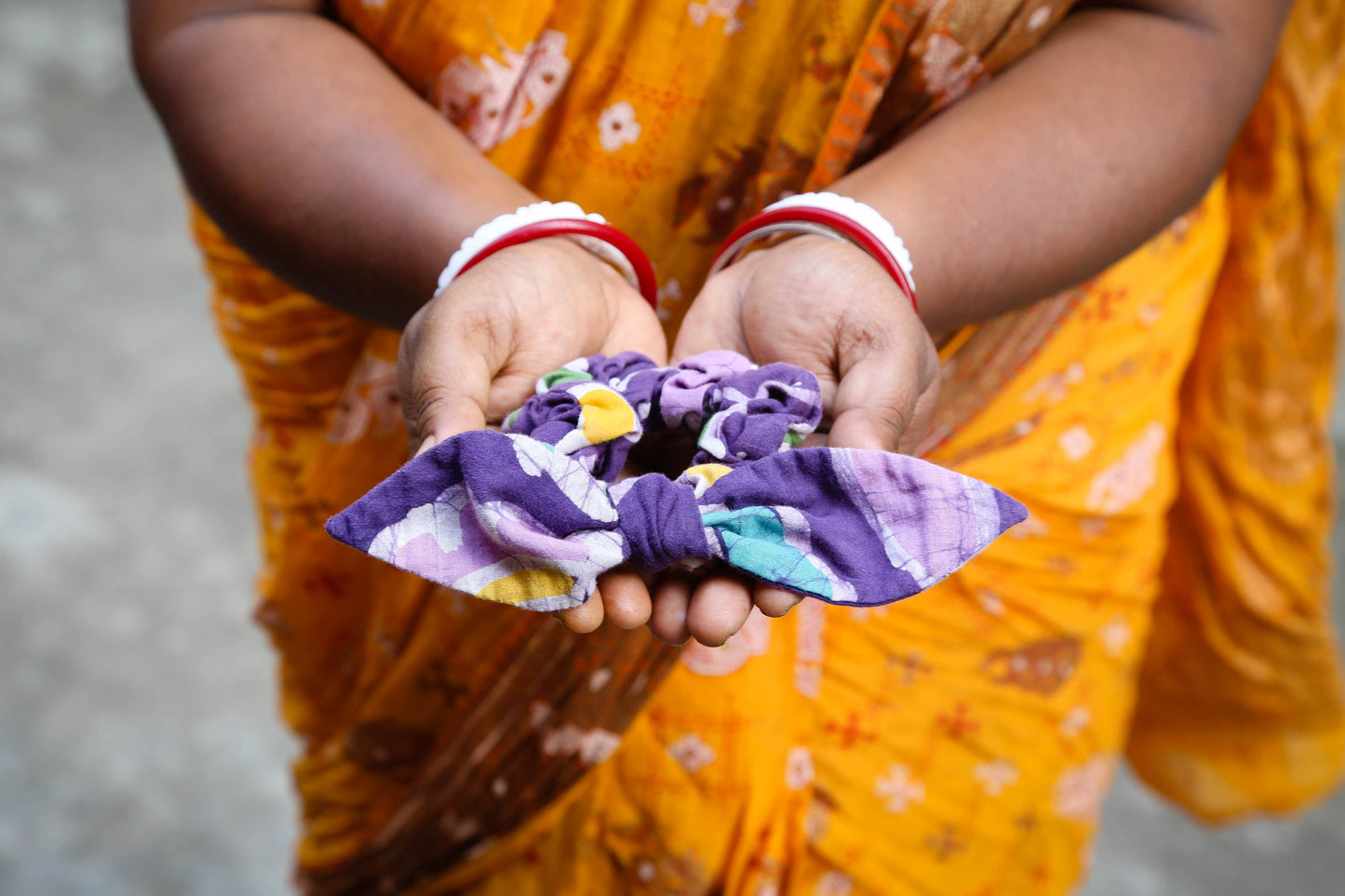 Saree Mini Scrunchie with Bow