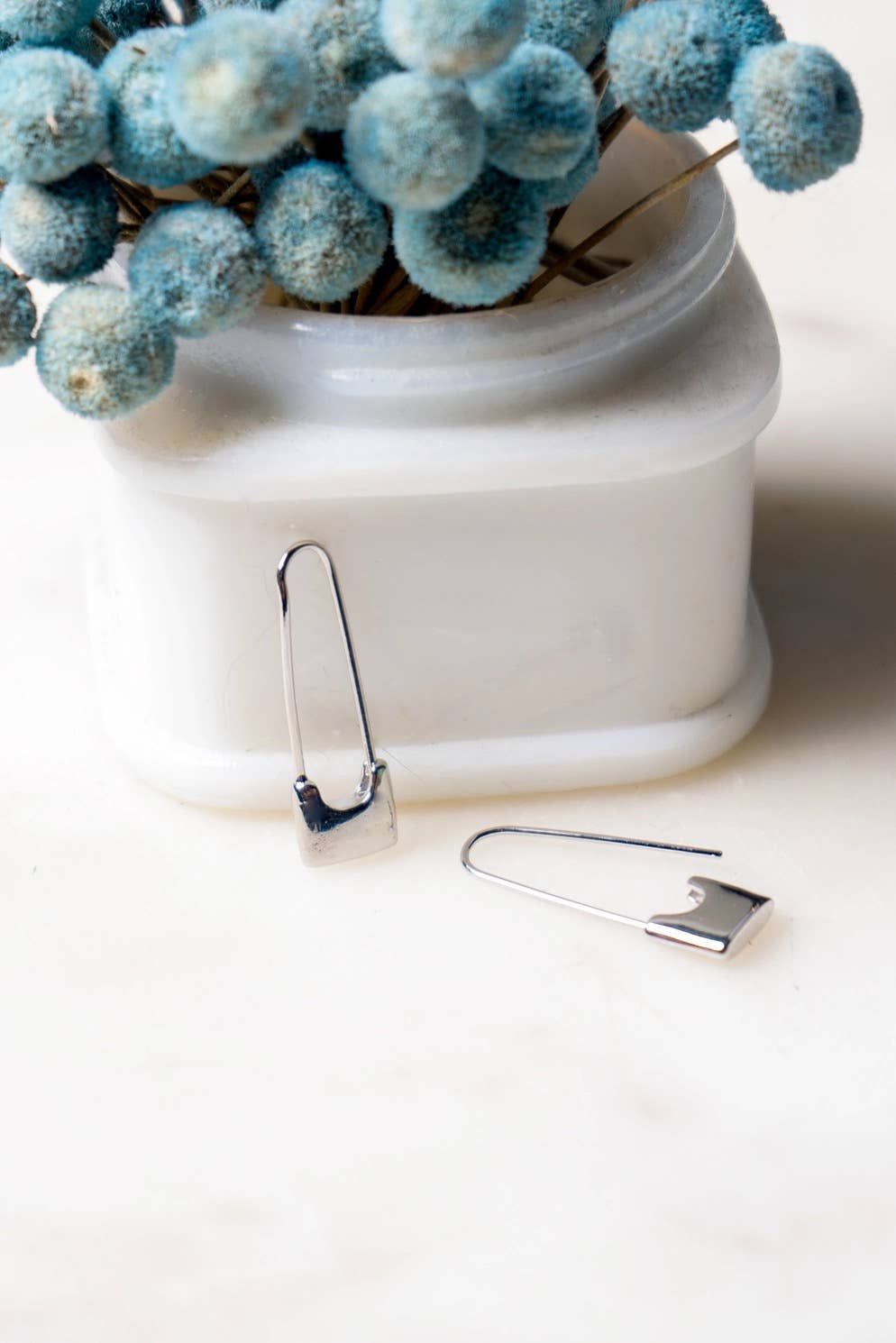 Sid Safety Pin Earrings - Silver Plated