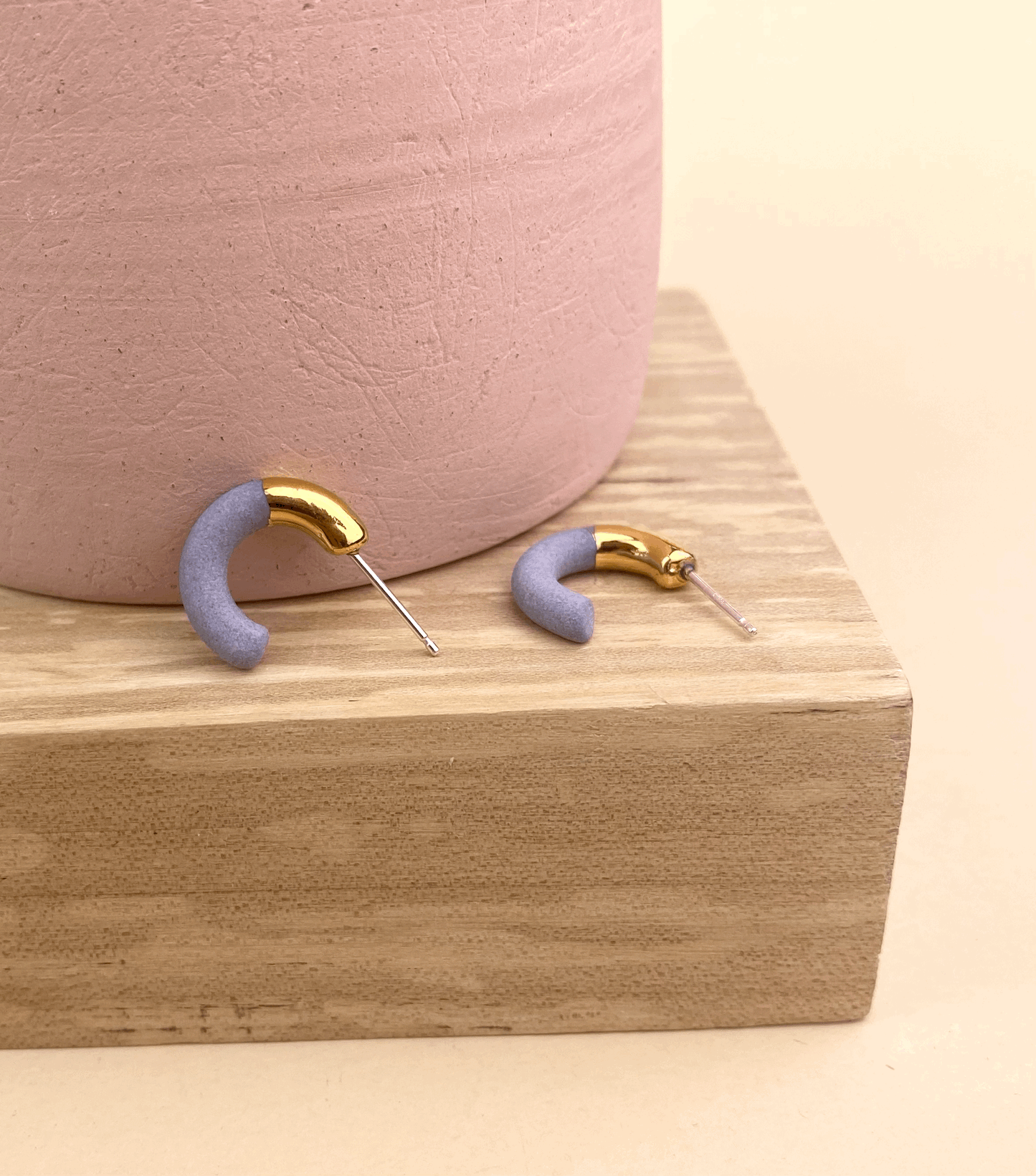 Porcelain Hoop Studs - Multiple Colors