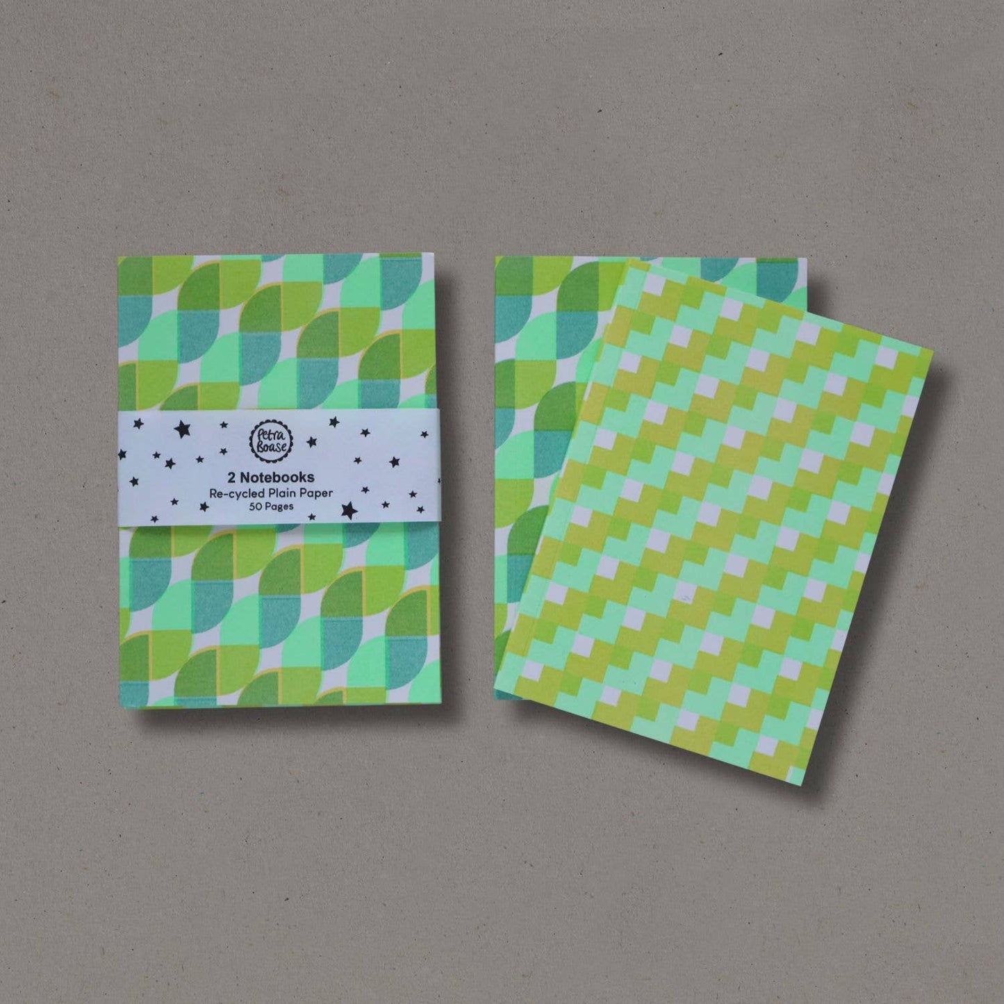 2 Riso Printed Notebooks- Acid Green/Mint