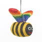 Handmade Felt Rainbow Bumblebee Hanging LGBeeT Decoration