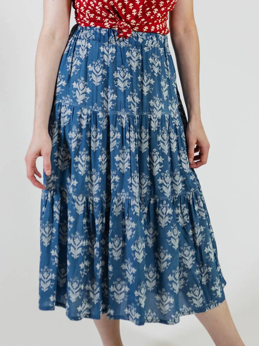 Danielle Tiered Skirt Indigo Blossom