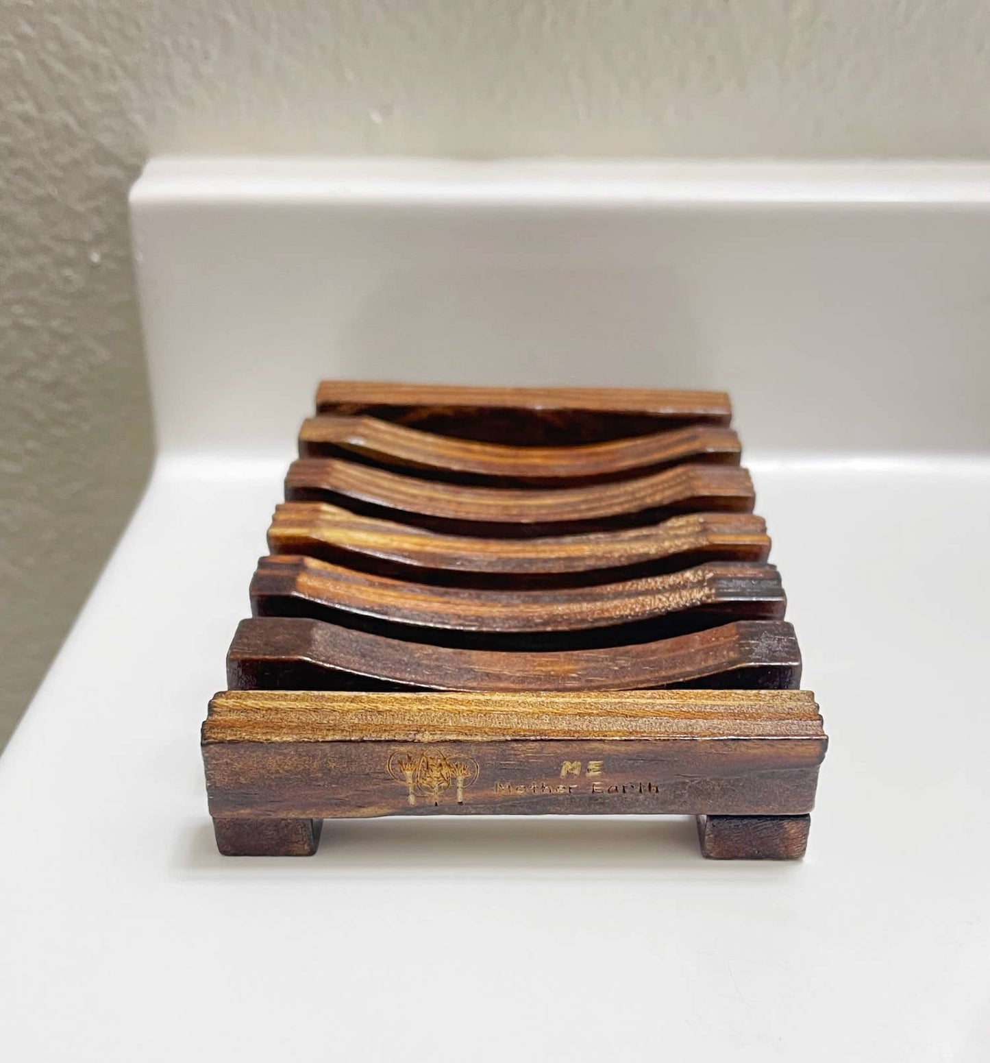 Stained wood soap dish