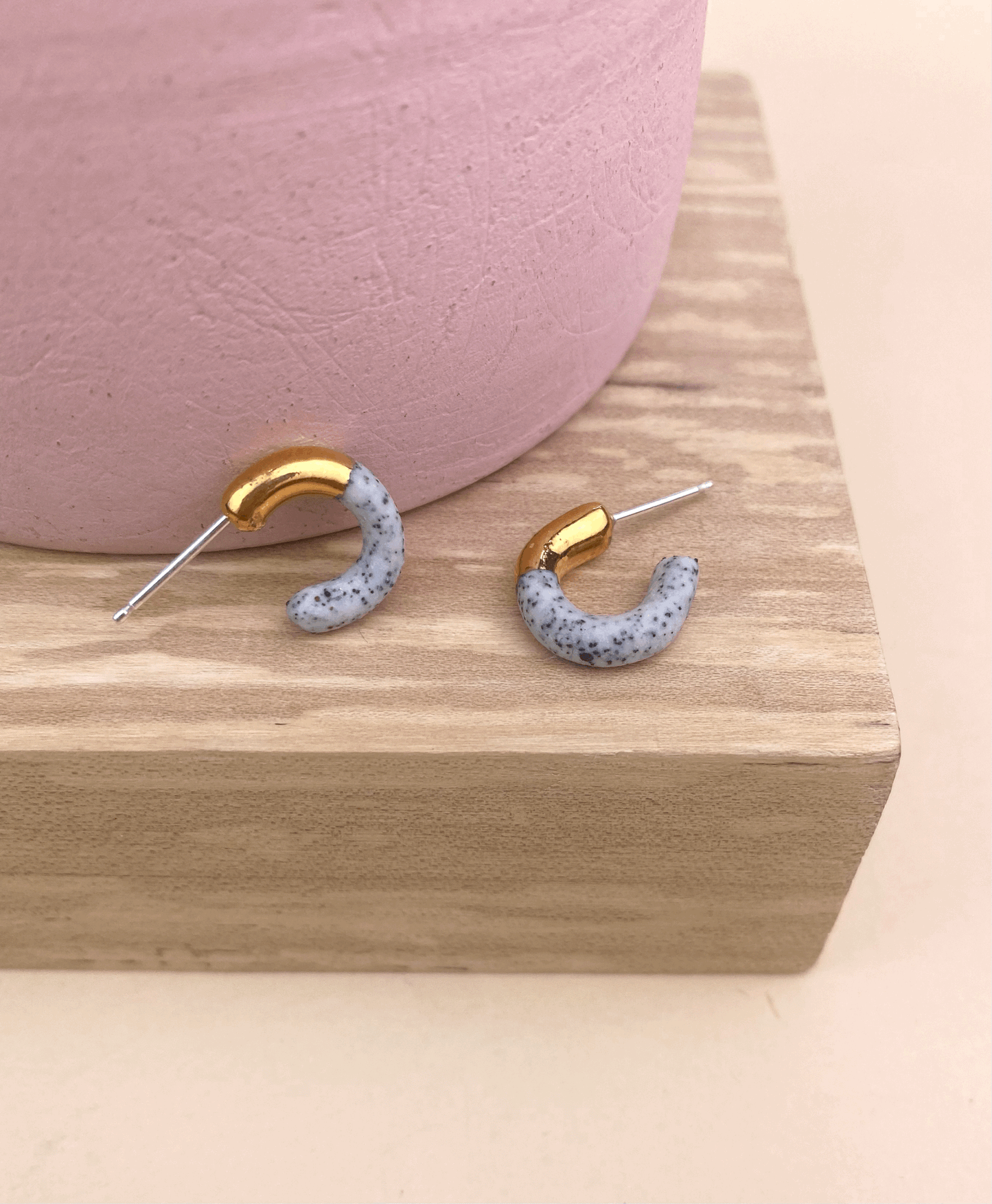 Porcelain Hoop Studs - Multiple Colors