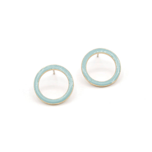 Circle Enamel Studs - Turquoise