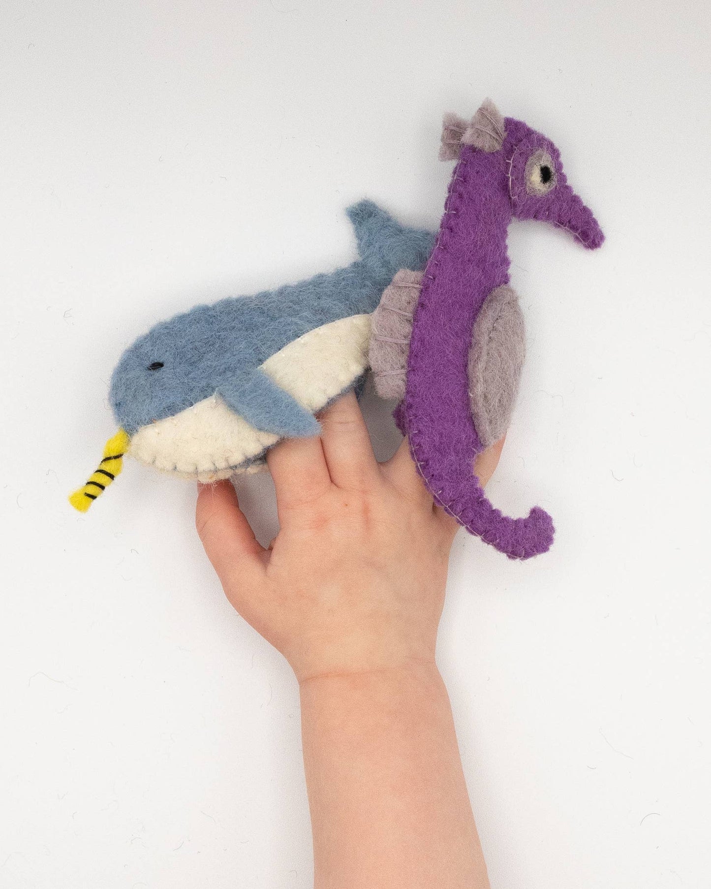 Finger Puppet - Narwhal and Seahorse (Ocean theme) 