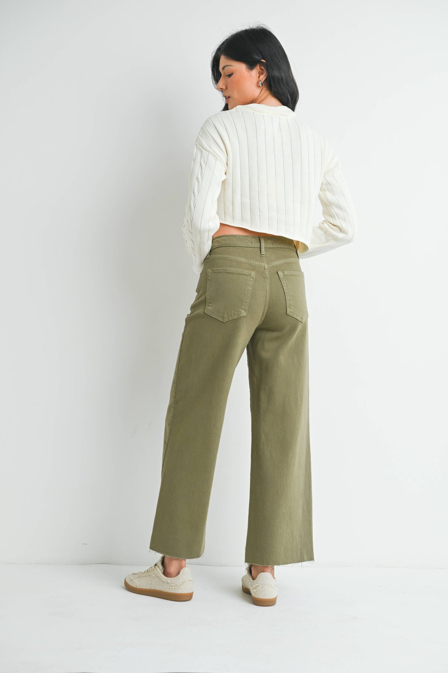 Matcha Scissor Cut Wide Leg Jeans