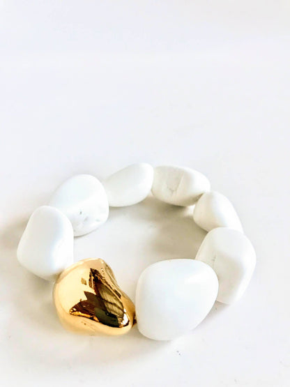 Eco-Resin Casted Stone Seti Bracelet dipped in 24k Gold