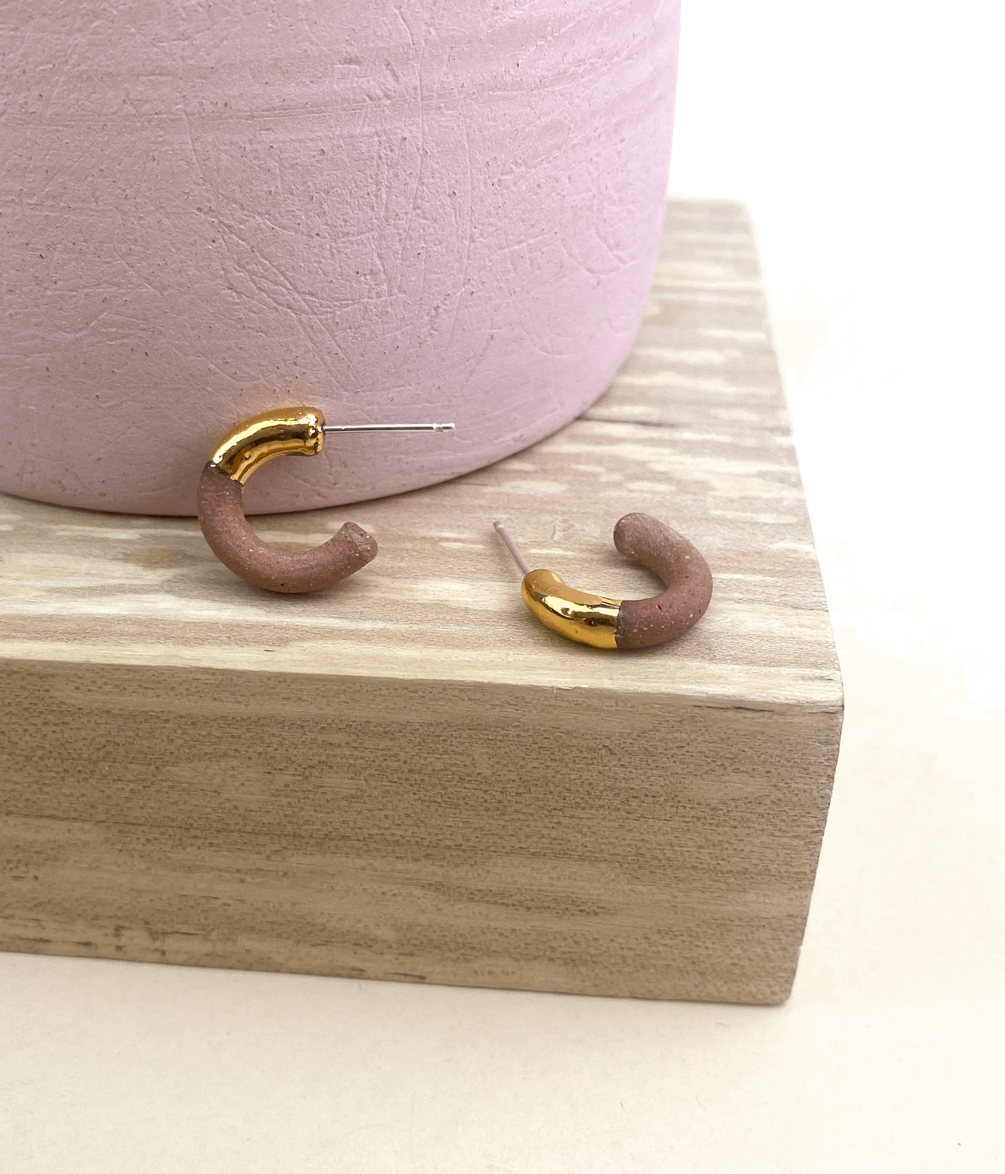 Porcelain Hoop Studs - Multiple Colors