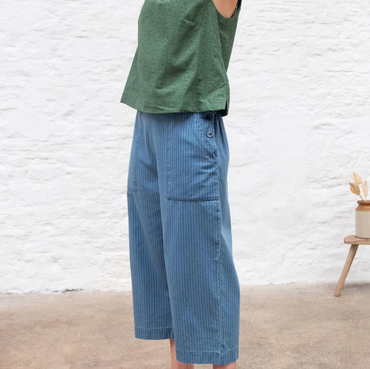 Striped Denim Culottes