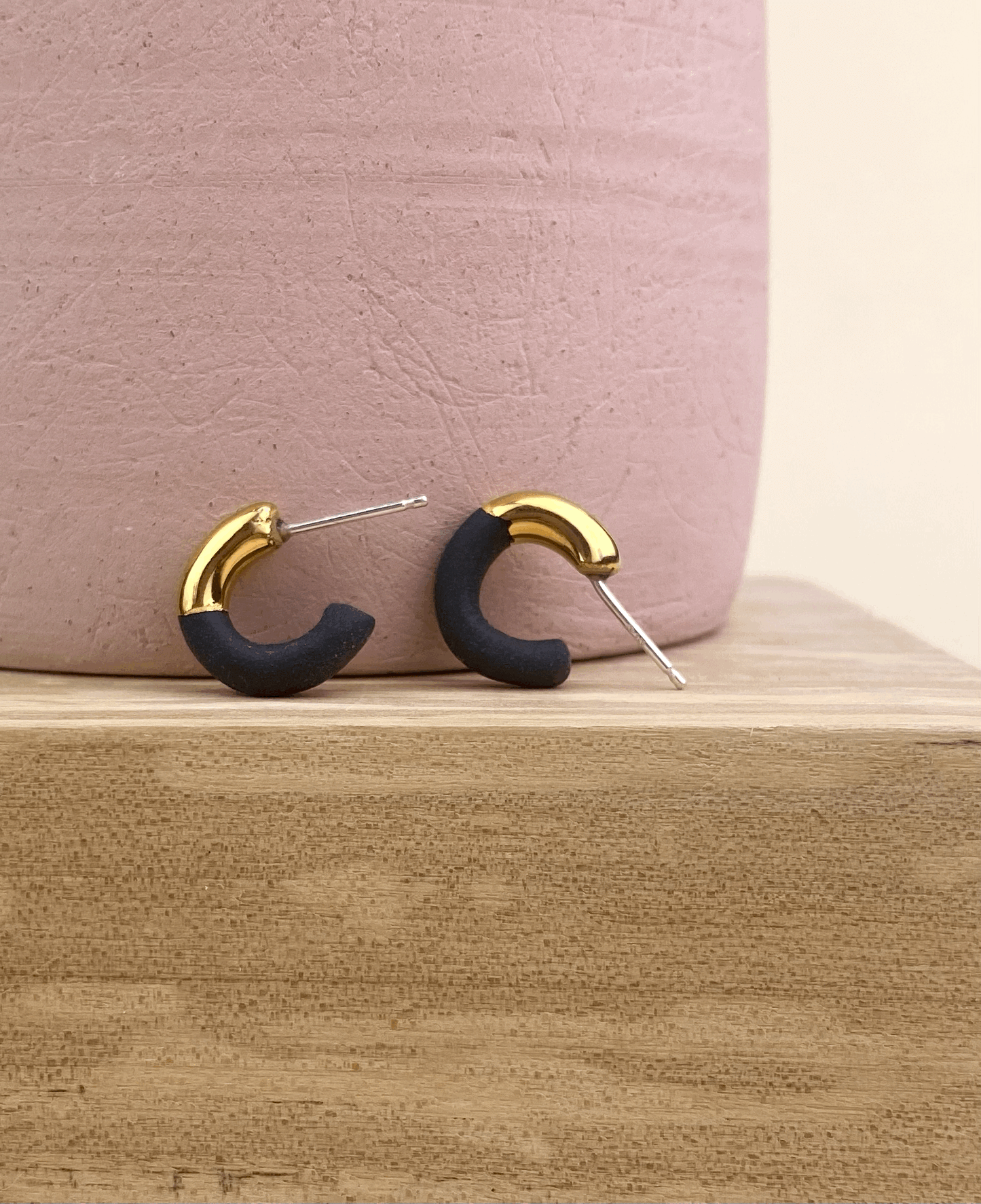 Porcelain Hoop Studs - Multiple Colors