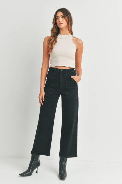 High Rise Cargo Pocket Wide Leg