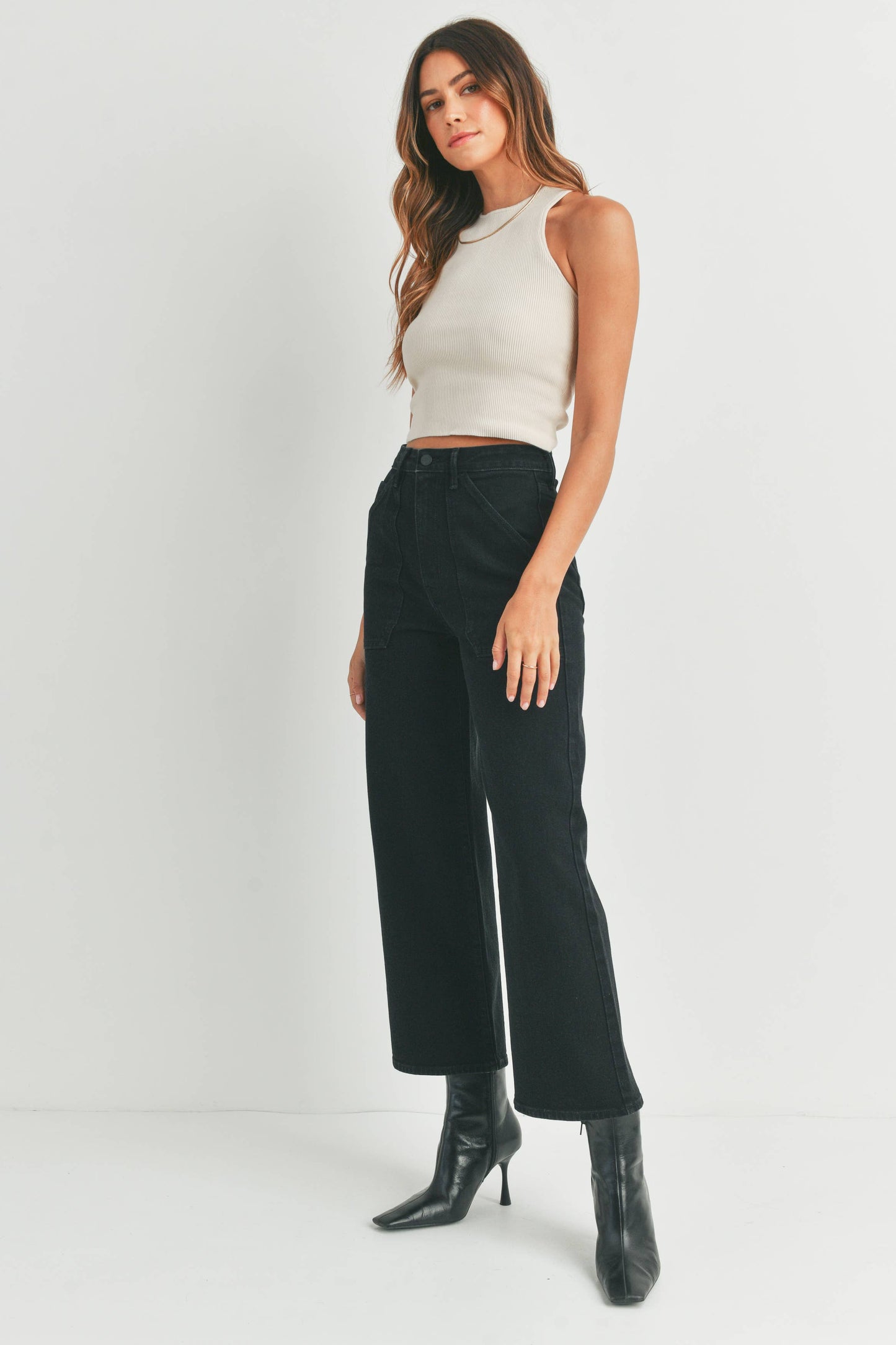 High Rise Cargo Pocket Wide Leg