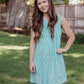 Pintucked Away Dress Aqua Ikat