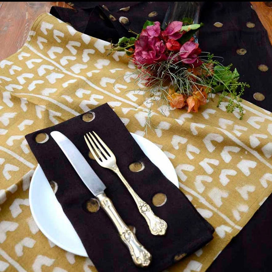 Moon Dots Handprinted Cloth Napkins - Set of 4